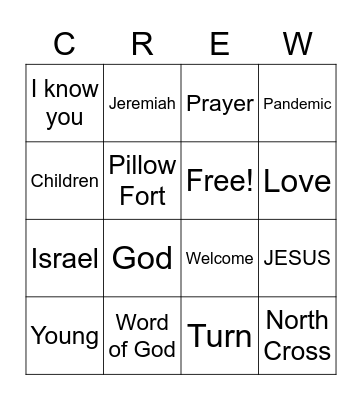 Kid Crew Bingo Card