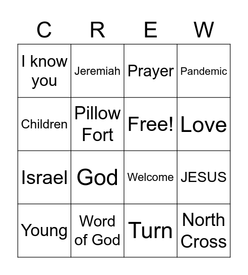 Kid Crew Bingo Card