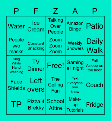 Summer Quarantine Bingo Card