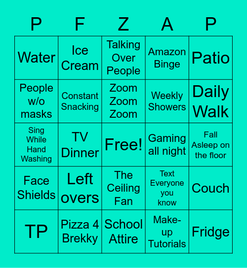 Summer Quarantine Bingo Card