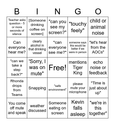 Adventures in Adventure Education Bingo Card