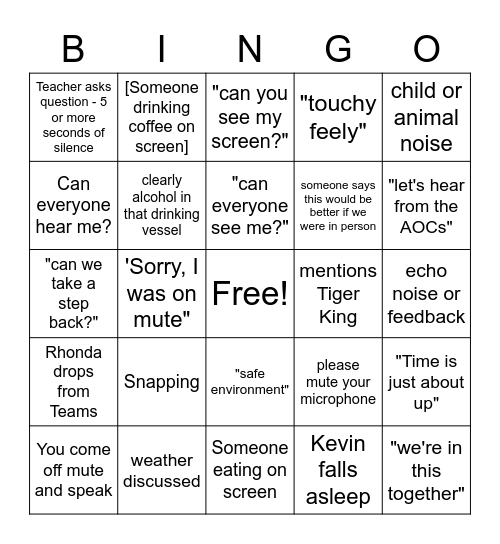 Adventures in Adventure Education Bingo Card