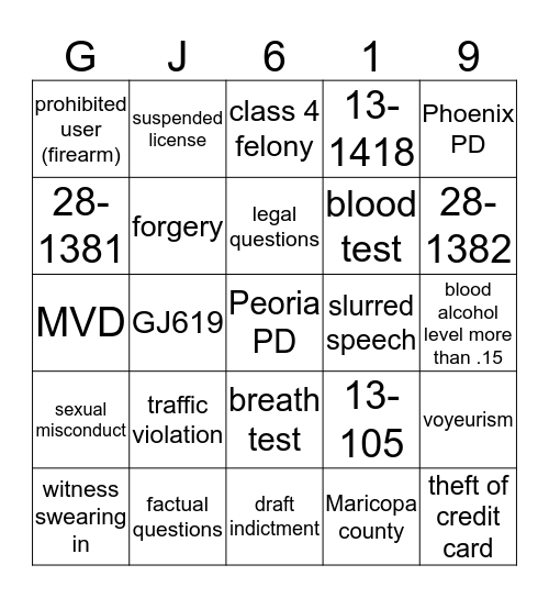 IZU Bingo Card