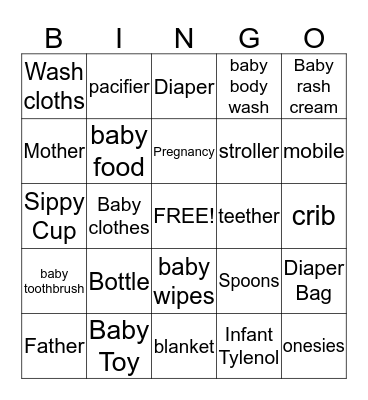 Katie's Baby Shower!!! Bingo Card