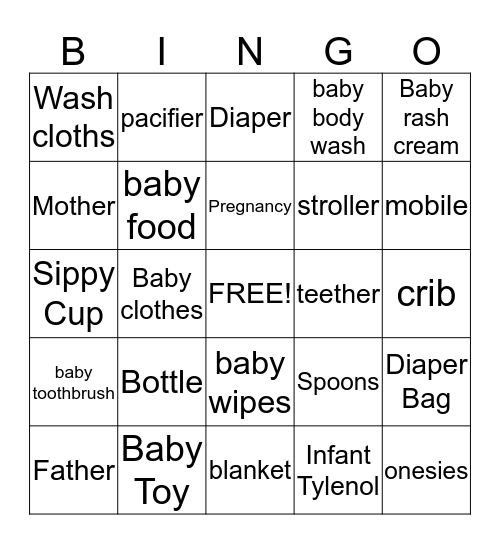 Katie's Baby Shower!!! Bingo Card