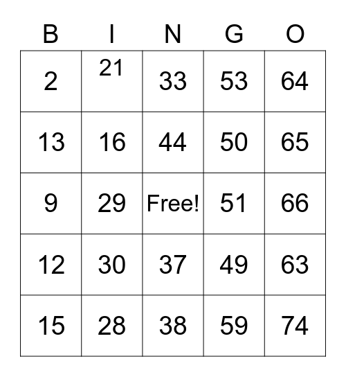 NELSON FAMILY BINGO Card