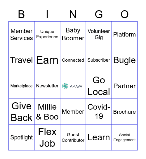 Amava Stay In Place Bingo Card