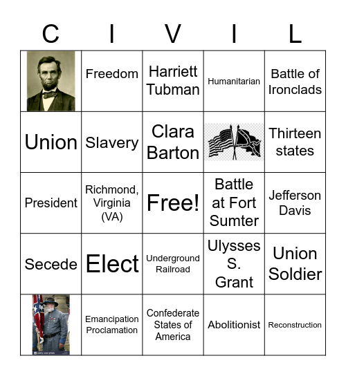 Civil War Bingo Card