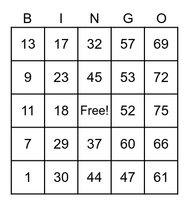 BINGO WAS HIS NAME-OH!! Bingo Card