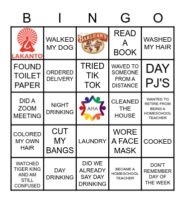 Autism Parents Night Out Quarantine Bingo Card