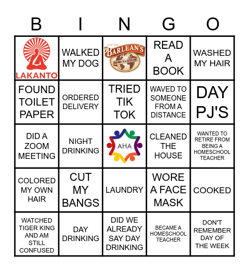 Autism Parents Night Out Quarantine Bingo Card