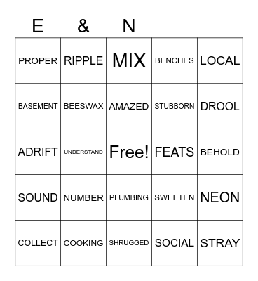 KenClell Vocab Words 73-96 Bingo Card