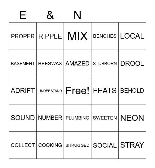 KenClell Vocab Words 73-96 Bingo Card
