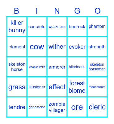 MINECRAFT HARD CODENAMES 1 Bingo Card
