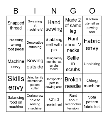 Scrubbers Bingo Card