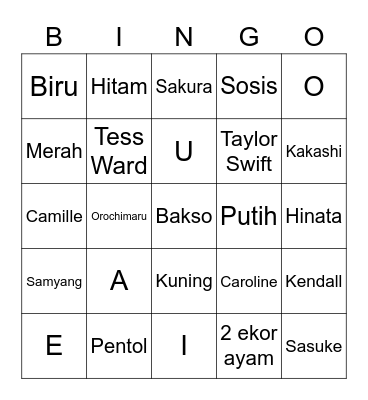 July Bingo Card