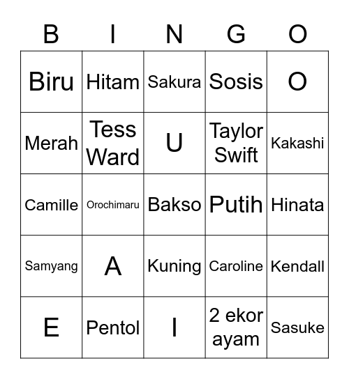 July Bingo Card