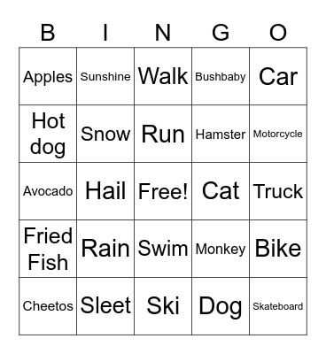 All KindaThings Bingo Card