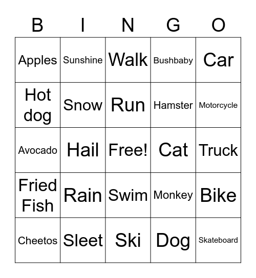 All KindaThings Bingo Card