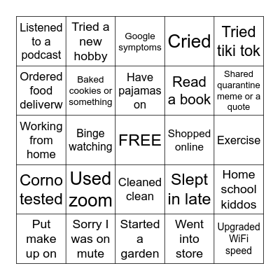 Spreadsheet Bingo Card