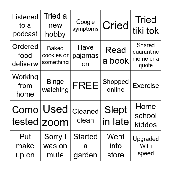 Spreadsheet Bingo Card