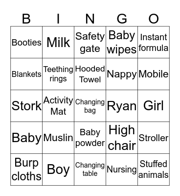 Baby Bingo Card