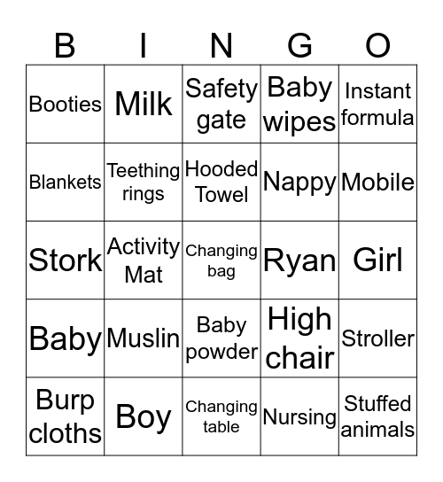 Baby Bingo Card