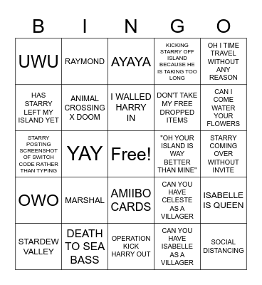 Starry Bingo Card