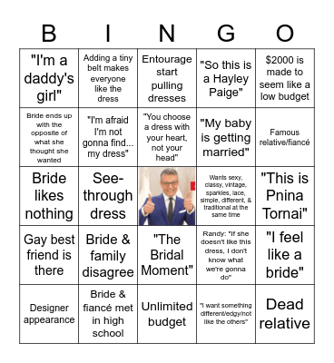 Say Yes to the Dress Bingo Card