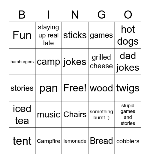 campfire bingo Card