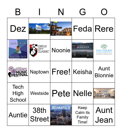 Family Bingo Card