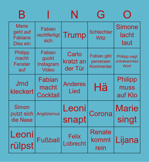 Hausparty Bingo Card