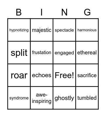 VOCABULARY Bingo Card