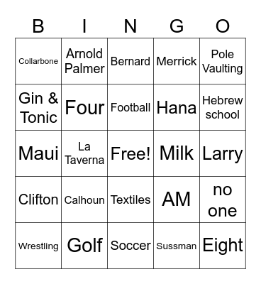 Jim Birthday Bingo Card