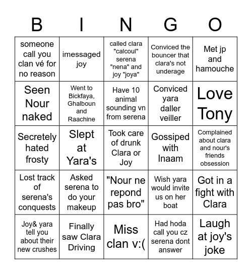 🦋Clan V🦋 Bingo Card