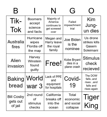 2020 Bingo Card