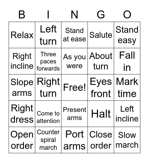 Drill Bingo Card