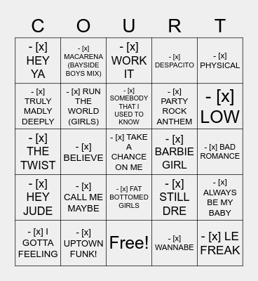 DANCE PARTY BINGO Card