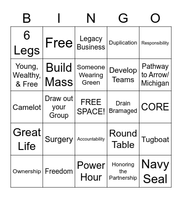 Spring Leadership Saturday Night Bingo Card