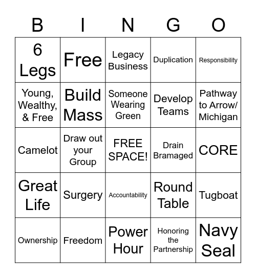 Spring Leadership Saturday Night Bingo Card