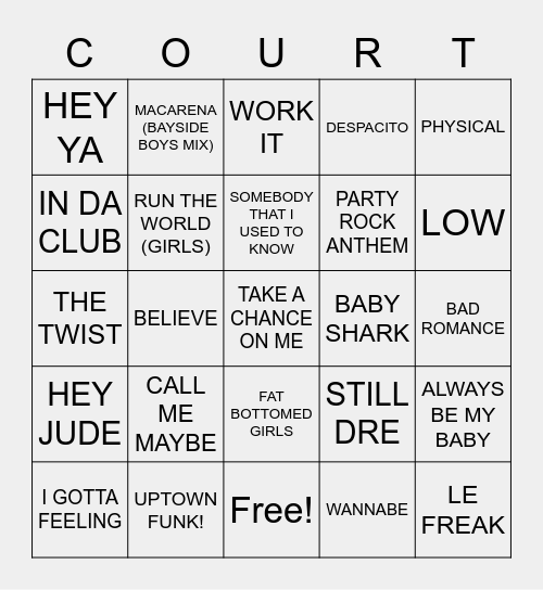 DANCE PARTY BINGO Card