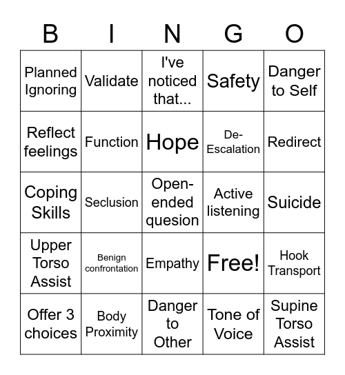 SCM Bingo Card