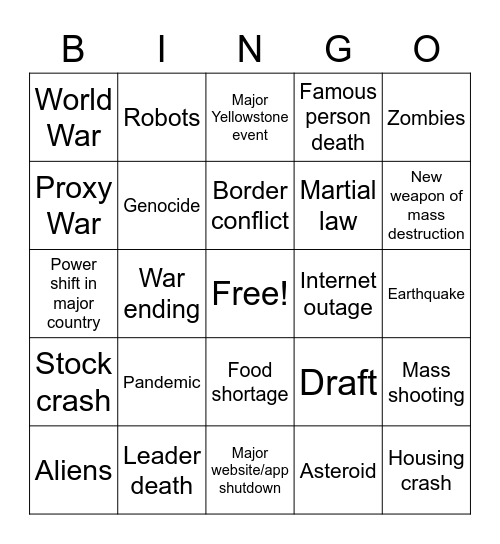 2020 Bingo Card