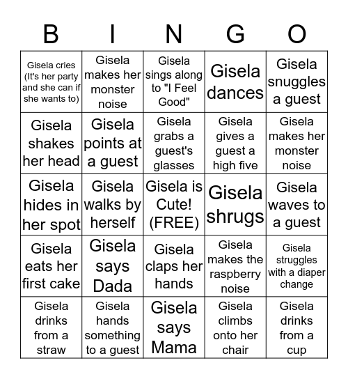 Gisela's Birthday Party Bingo! Bingo Card