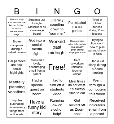 It’s not Earth Day BINGO Card