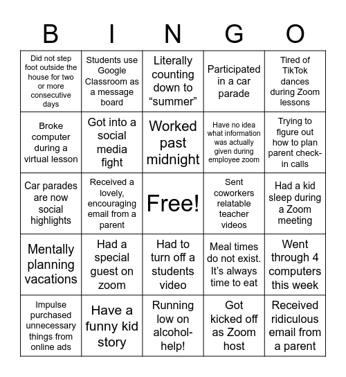It’s not Earth Day BINGO Card