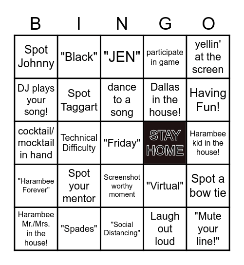 HARAMBEE VIRTUAL HOUSE PARTY! Bingo Card