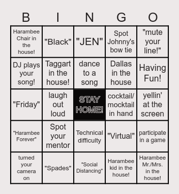 HARAMBEE VIRTUAL HOUSE PARTY! Bingo Card