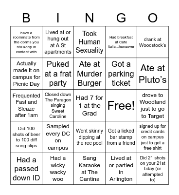 UCD Alumni Bingo Card