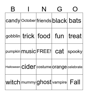 Halloween Bingo Card